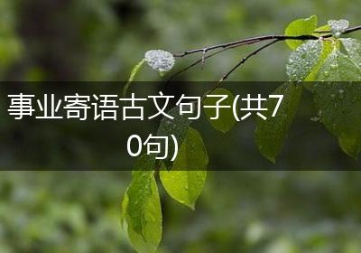 事业寄语古文句子(共70句)