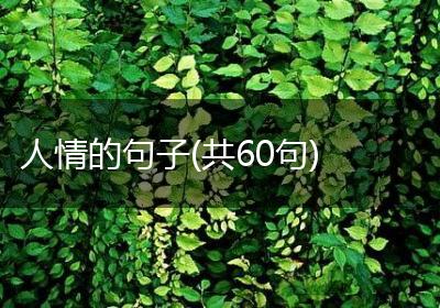 人情的句子(共60句)