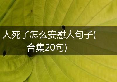 人死了怎么安慰人句子(合集20句)