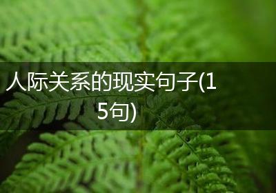 人际关系的现实句子(15句)