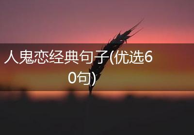 人鬼恋经典句子(优选60句)