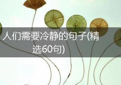 人们需要冷静的句子(精选60句)