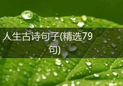 人生古诗句子(精选79句)