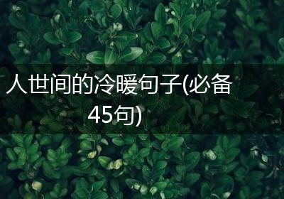 人世间的冷暖句子(必备45句)
