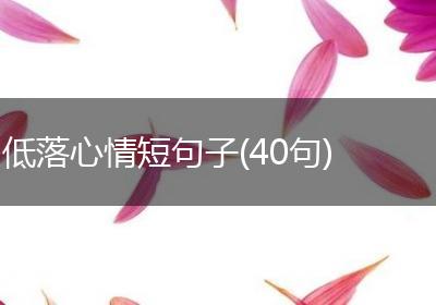 低落心情短句子(40句) 低落心情短句子(40句)