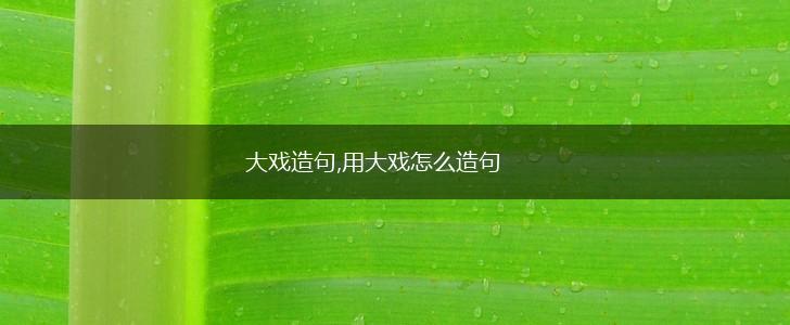 大戏造句,用大戏怎么造句,第1张