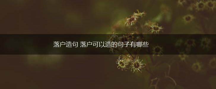 落户造句 落户可以造的句子有哪些,第1张