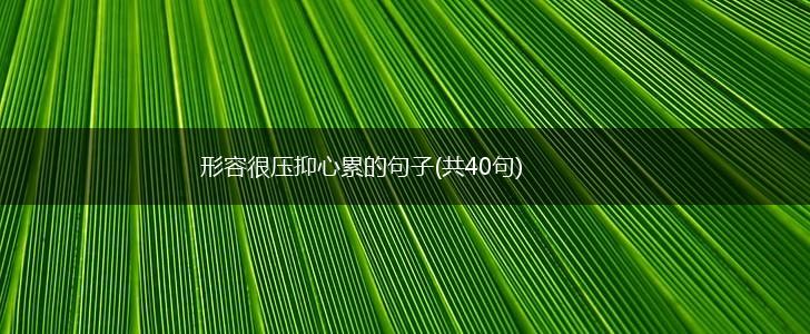 形容很压抑心累的句子(共40句),第1张