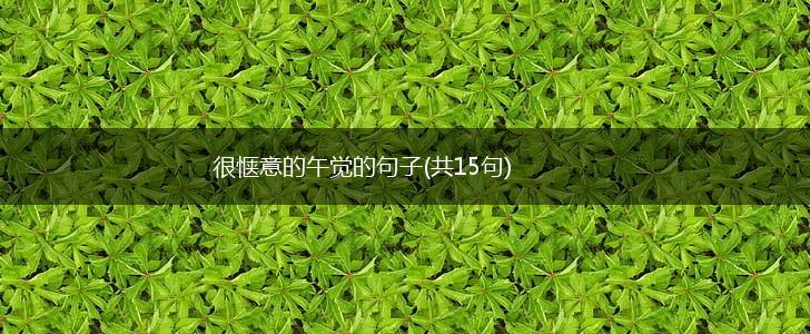 很惬意的午觉的句子(共15句),第1张