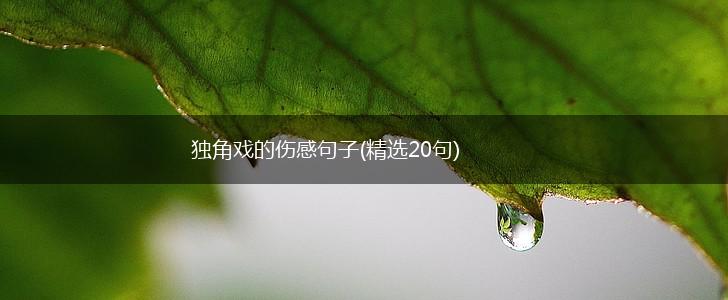 独角戏的伤感句子(精选20句),第1张