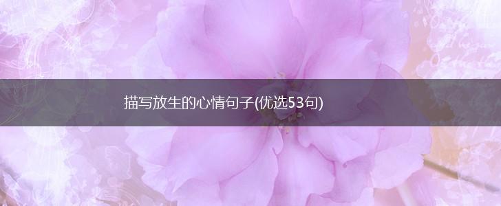 描写放生的心情句子(优选53句),第1张