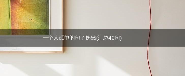 一个人孤单的句子伤感(汇总40句),第1张