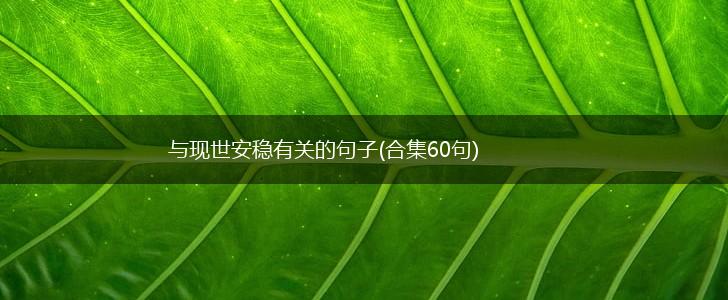 与现世安稳有关的句子(合集60句),第1张