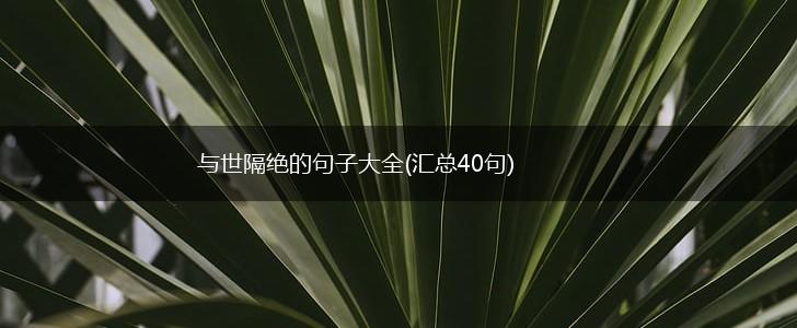 与世隔绝的句子大全(汇总40句),第1张